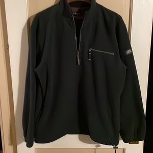 IZOD Performance X Mens M Dark Green Pullover Fleece Black Collar Zip Neck